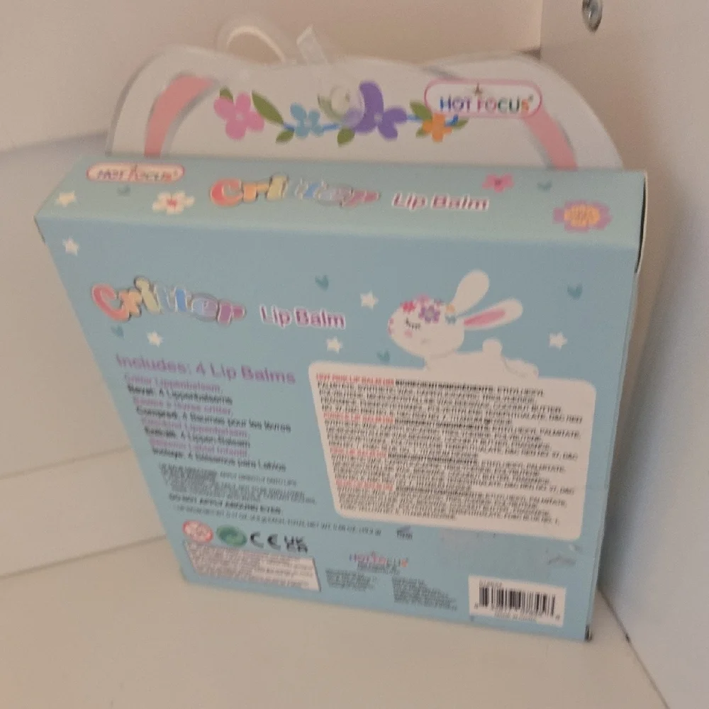 Bunny Lip Balm Set - Pink, Blue, Purple Set Of 4 New